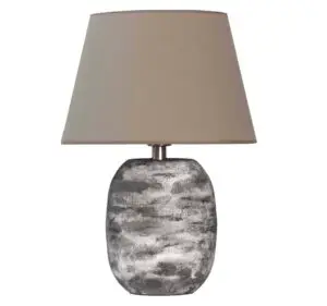 StoneTouch Seramik Abajur – Bej Şapkalı Doğal Doku