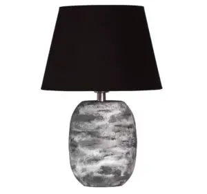 StoneTouch Seramik Abajur – Siyah Şapkalı Doğal Doku ARTİKEL : A2048 KREM