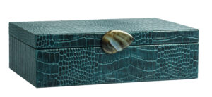 Büyük Boy Yeşil Kroko Desenli Suni Deri Kutu – El Yapımı Dekoratif Organizer