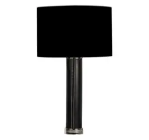 Monterey Siyah Deri Siyah Şapkalı Abajur