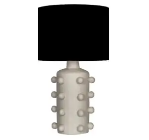 Valencia Seramik Taş Renk Abajur - Siyah Başlık