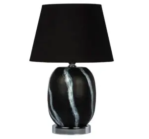 Modern Tasarım Siyah Mermer Gövdeli Siyah Başlıklı Abajur