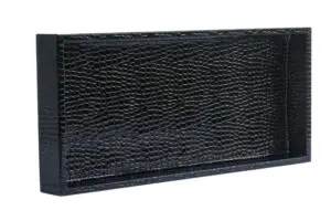 Büyük Boy Parlak Siyah Krokodil Desen Suni Deri Tepsi