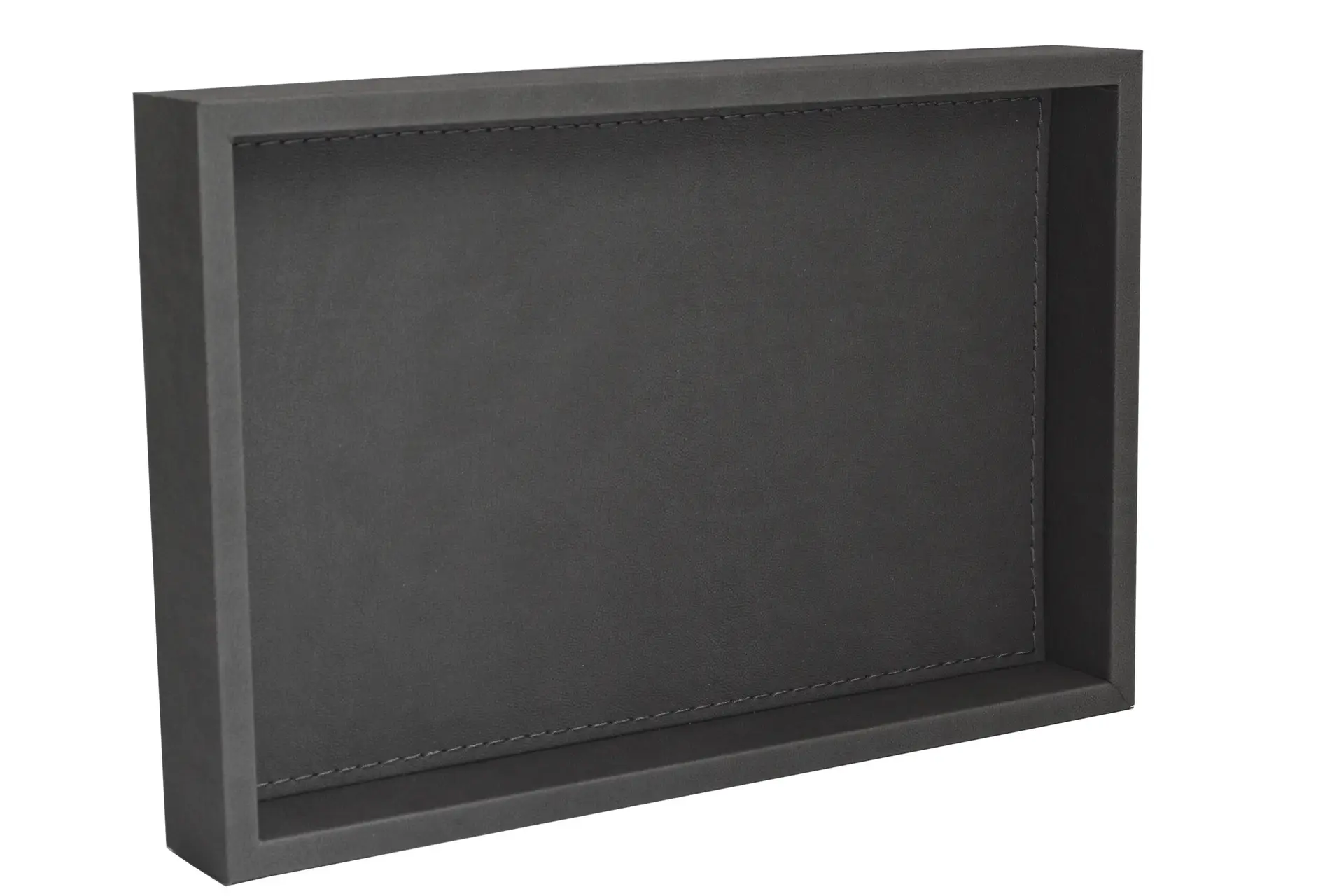 Orta Boy Antrasit Renk Suni Deri Tepsi