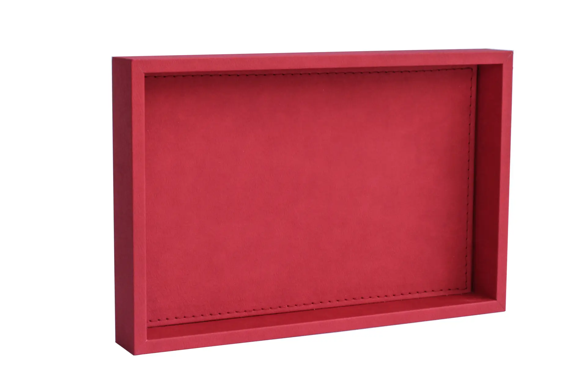 Orta Boy Mercan Kırmızı Renk Suni Deri Tepsi