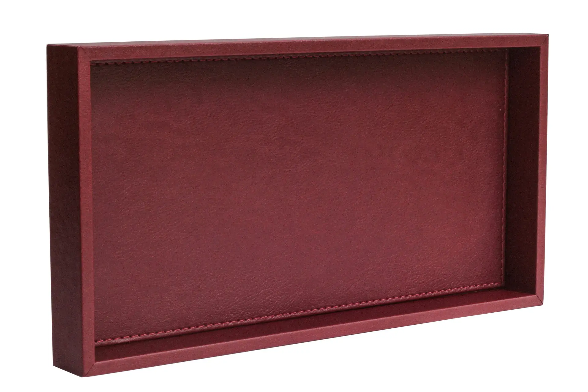 Büyük Boy Bordo Renk Suni Deri Tepsi