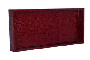 Büyük Boy Parlak Bordo Krokodil Desen Suni Deri Tepsi