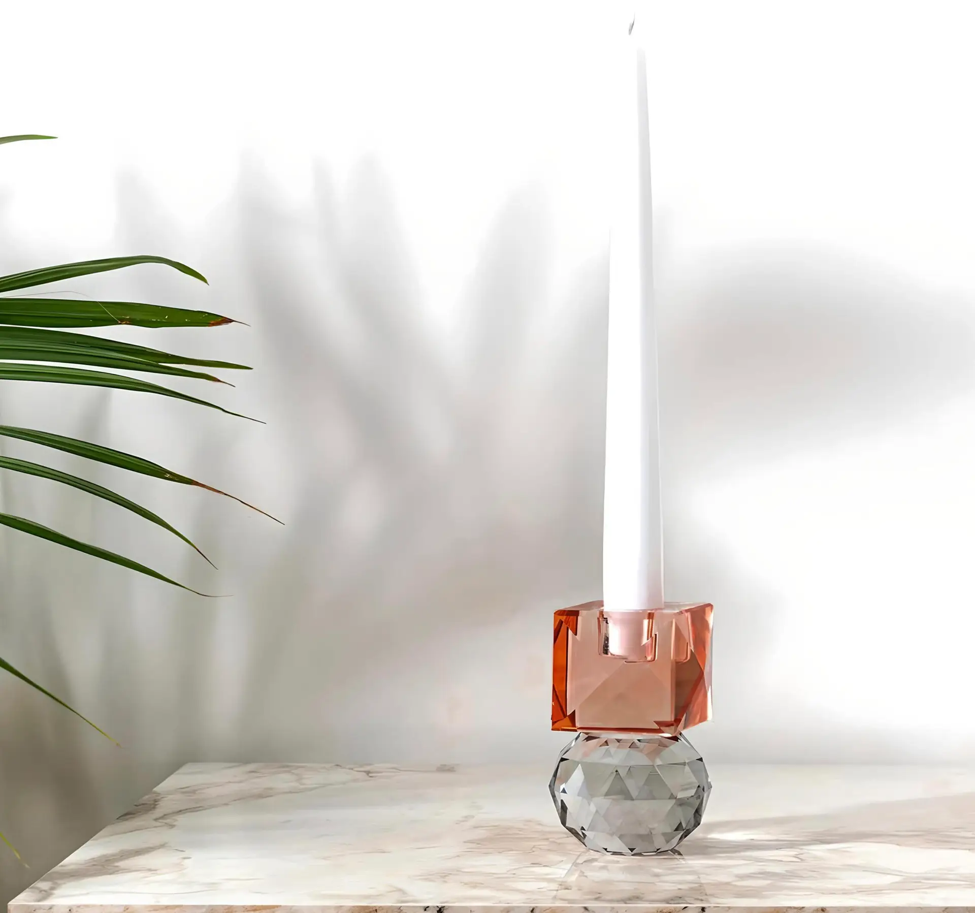 Somon/ Füme SPARKLE Cam Şamdan – Modern ve Şık Dekor Seçeneği