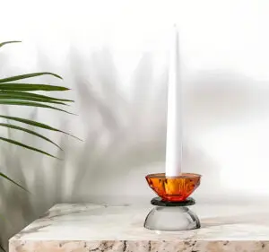 Turuncu/Siyah/ Füme SPARKLE Cam Şamdan – Modern ve Şık Dekor Seçeneği