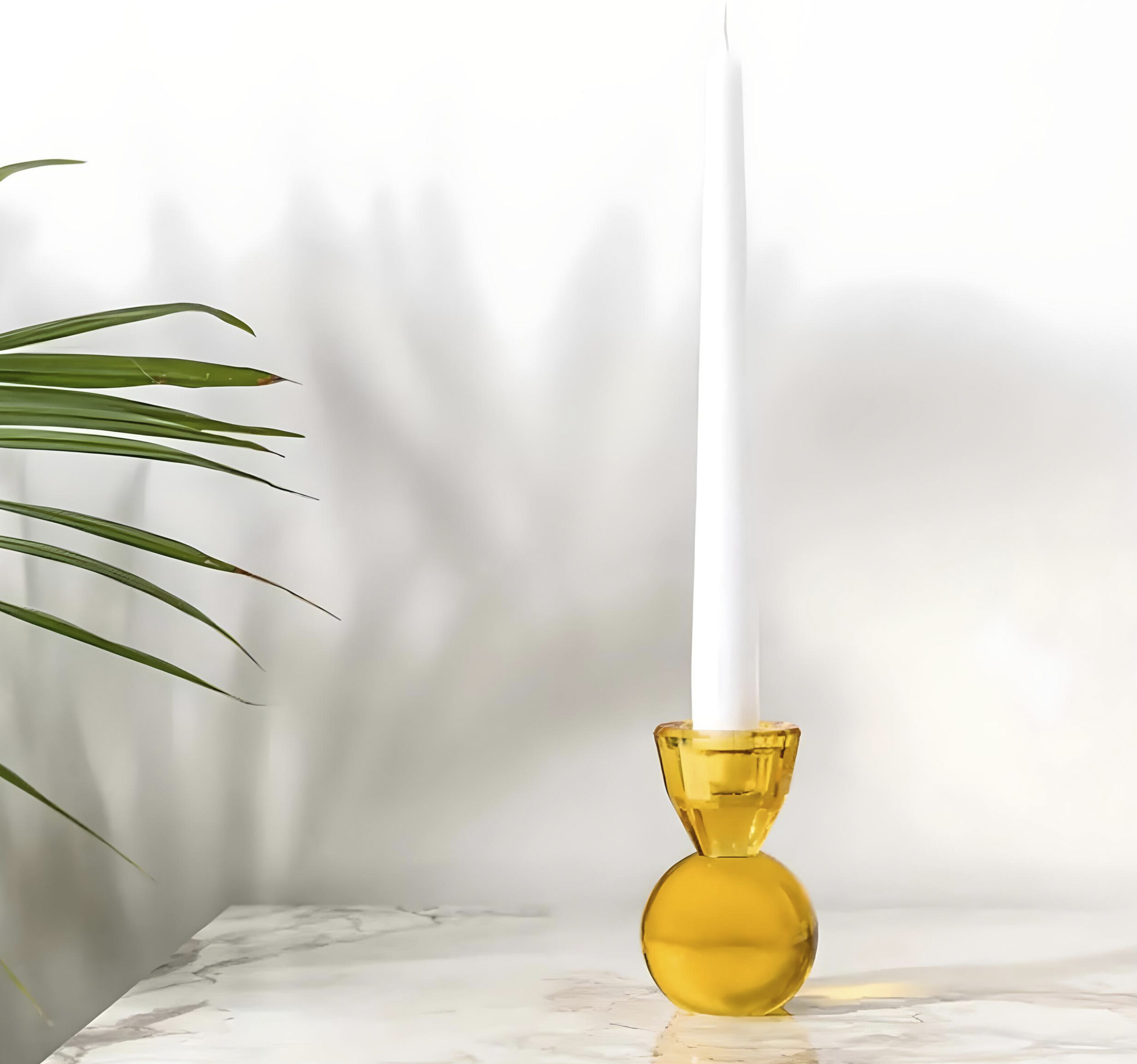 Sarı RAİNBOW Cam Şamdan – Modern ve Şık Dekor Seçeneği