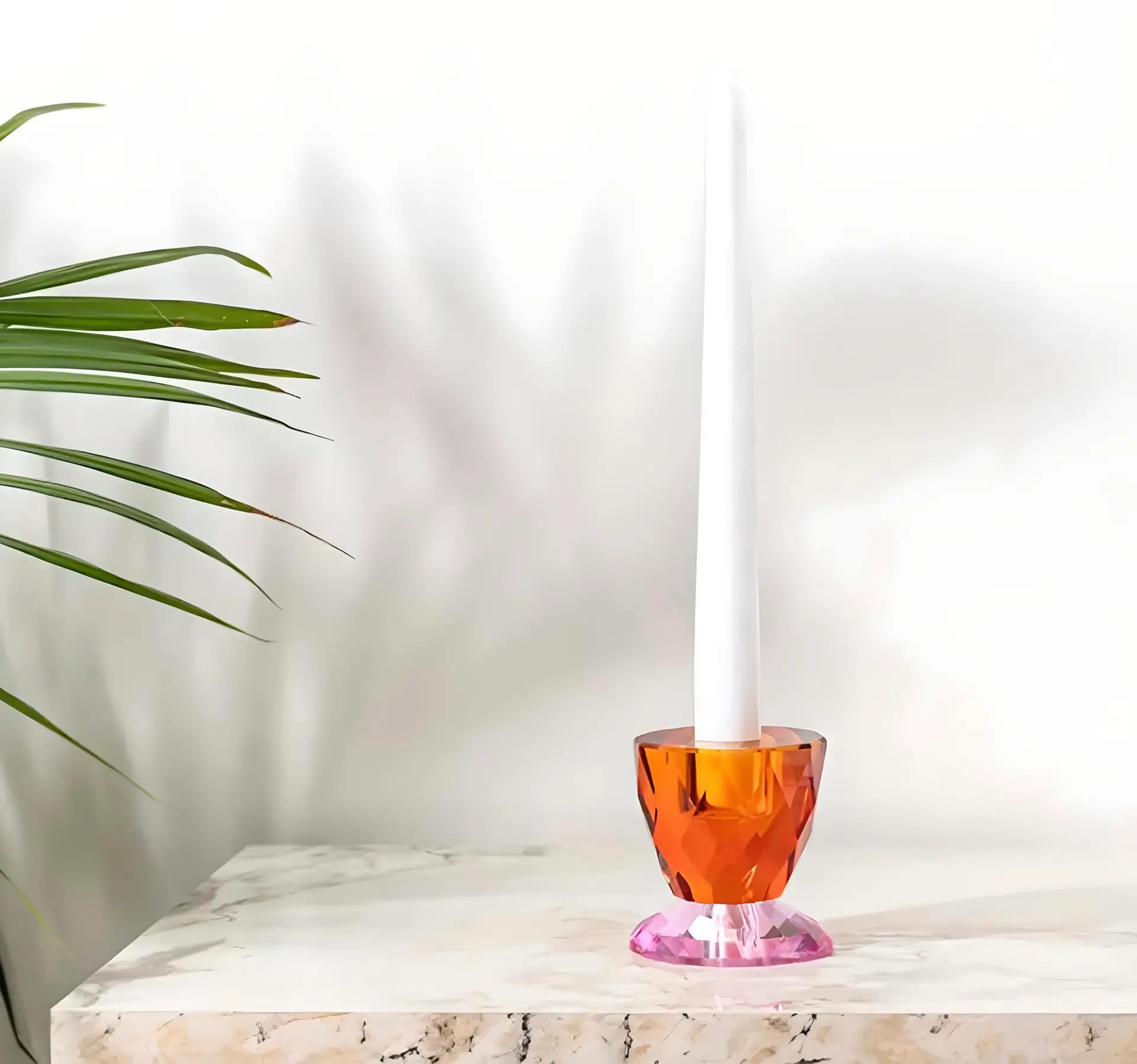 Turuncu / Pembe SPARKLE Cam Şamdan – Modern ve Şık Dekor Seçeneği