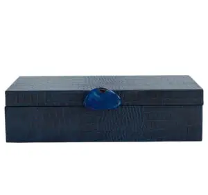 Büyük Boy Lacivert Kroko Desenli Suni Deri Kutu – El Yapımı Dekoratif Organizer