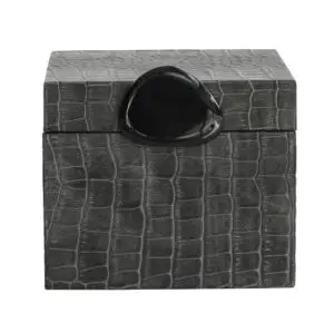 Küçük Boy Antrasit Timsah (Kroko) Desenli Suni Deri Kutu – El Yapımı Tasarım